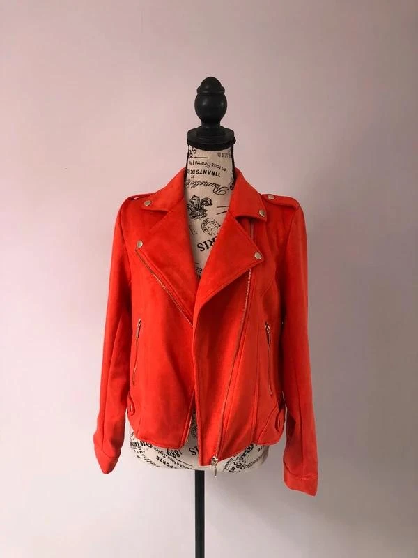 Veste / Perfecto effet daim suédine orange – La Halle – Taille 38 (M)